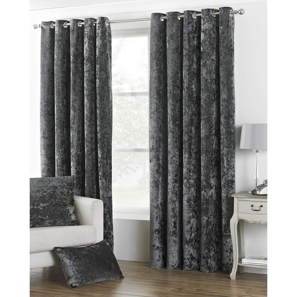 (46 x 54in, Pewter) Riva Paoletti Verona Eyelet Curtains