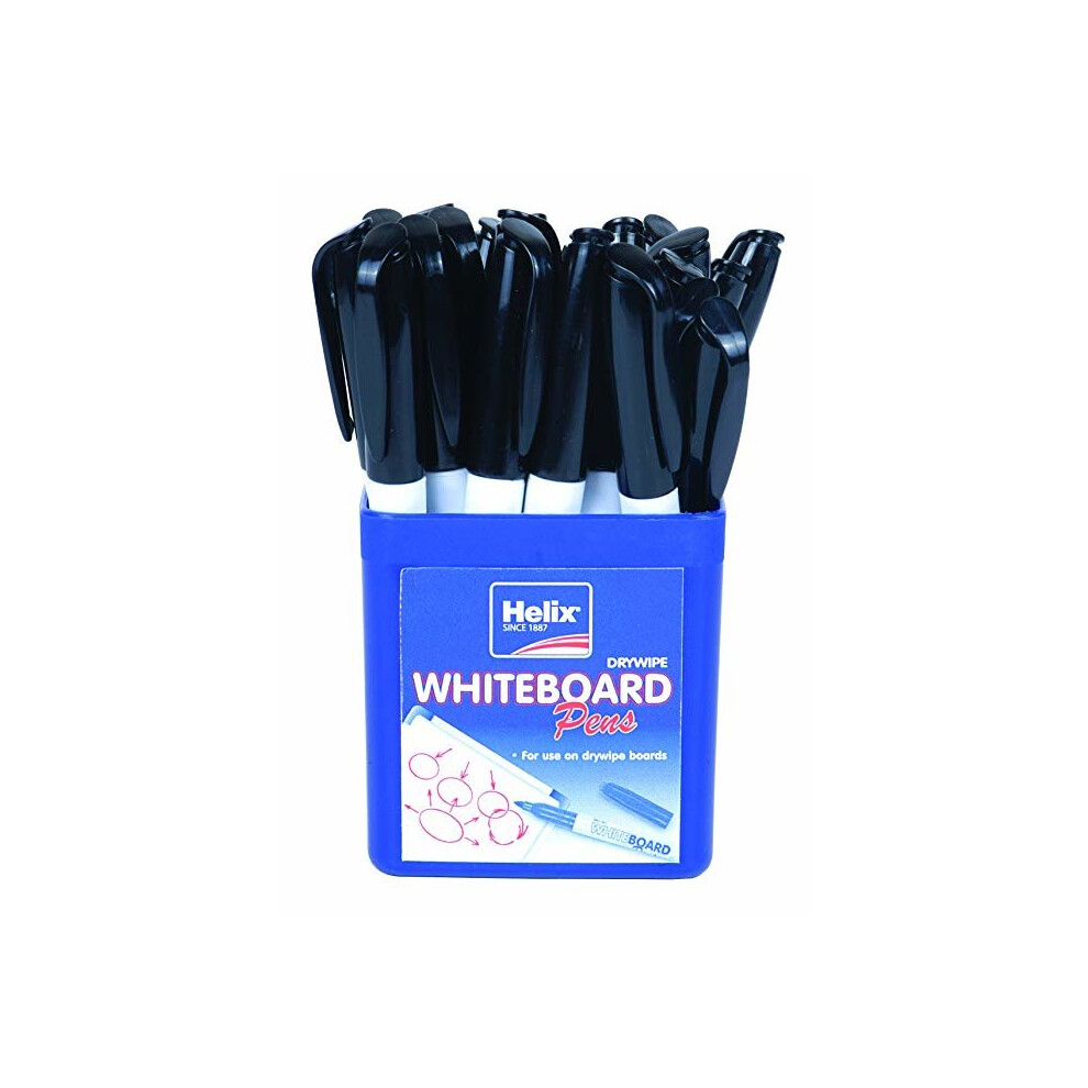 Helix Dry Wipe Whiteboard Markers - 12 Marker Pack, Black