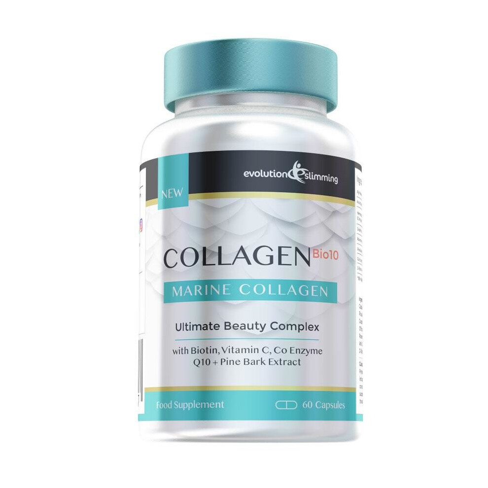 Collagen Bio-10 with Marine Collagen, Biotin and Co-Enzyme Q10 - 60 Capsules - Skin Health and Anti-Ageing - Evolution Slimming