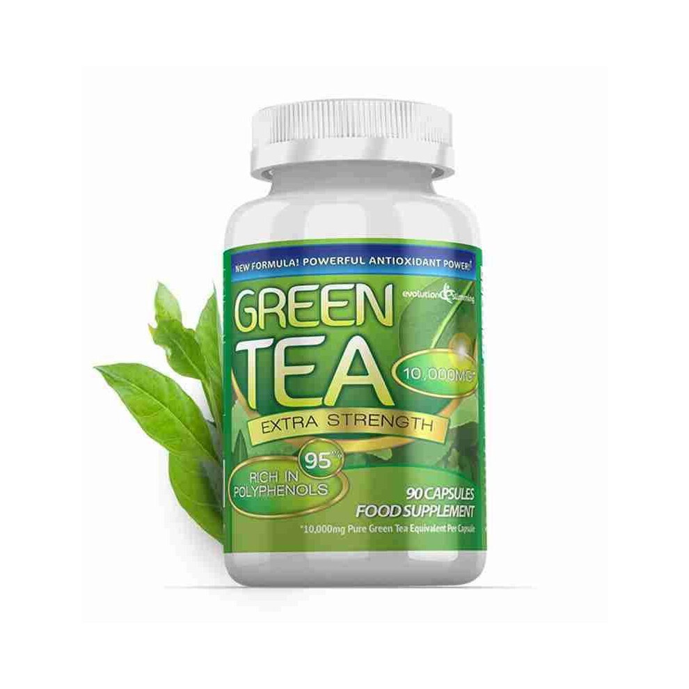 Green Tea Extra Strength 10,000mg with 95% Polyphenols - 90 Capsules (1 Month) - Antioxidant - Evolution Slimming