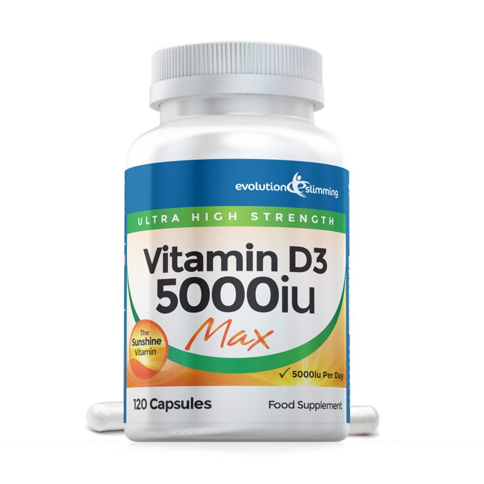 Vitamin D D3 5000 IU Capsules Maximum Strength - 120 Tablets