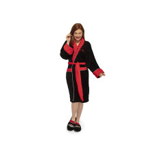Womens Friends Central Perk Black Bathrobe (One Size) - Officially Licensed Fleece Robe with Central Perk Logo, Pockets, Belt | 92779