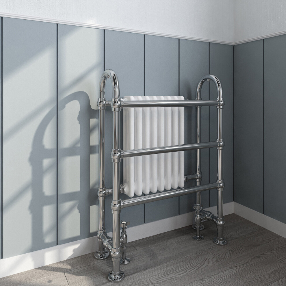 Salzburg Traditional Victorian 904 x 674mm Chrome & White Towel Rail Radiator