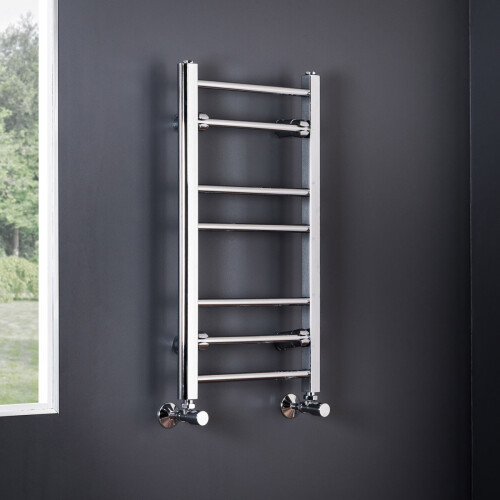 PlumbGalaxy Essentials 700 x 400mm Straight Chrome Heated Towel Rail