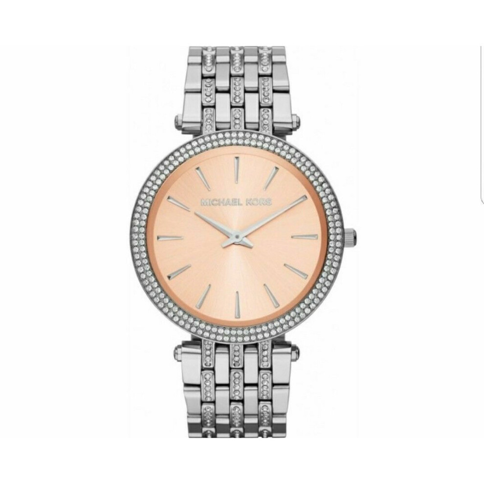 Michael Kors Ladies Darci Watch Pink Dial & Stainless Steel MK3218