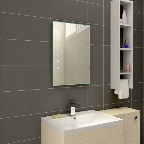 PlumbGalaxy Delta 700 x 500mm Illuminated LED Mirror with Demister
