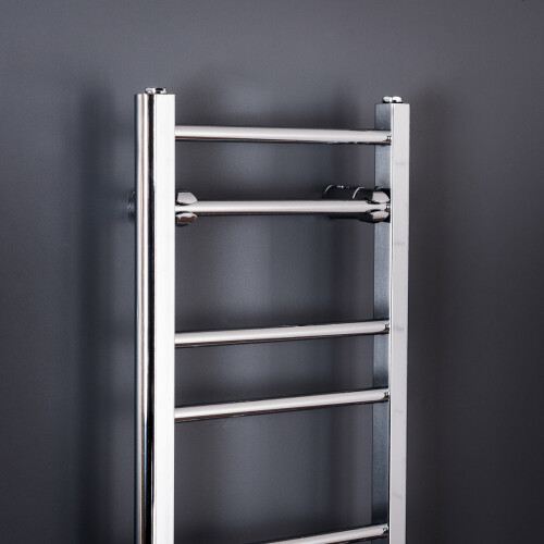 PlumbGalaxy Essentials 700 x 400mm Straight Chrome Heated Towel Rail 1