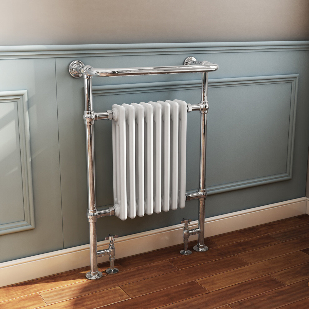 Salzburg Traditional Victorian 940 x 659mm Chrome & White Towel Rail Radiator