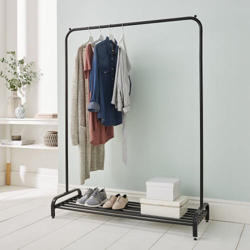 Direct Online Houseware Garment Rack Clothes Rail With Shoe Storage Shelf & Adjustable Feet