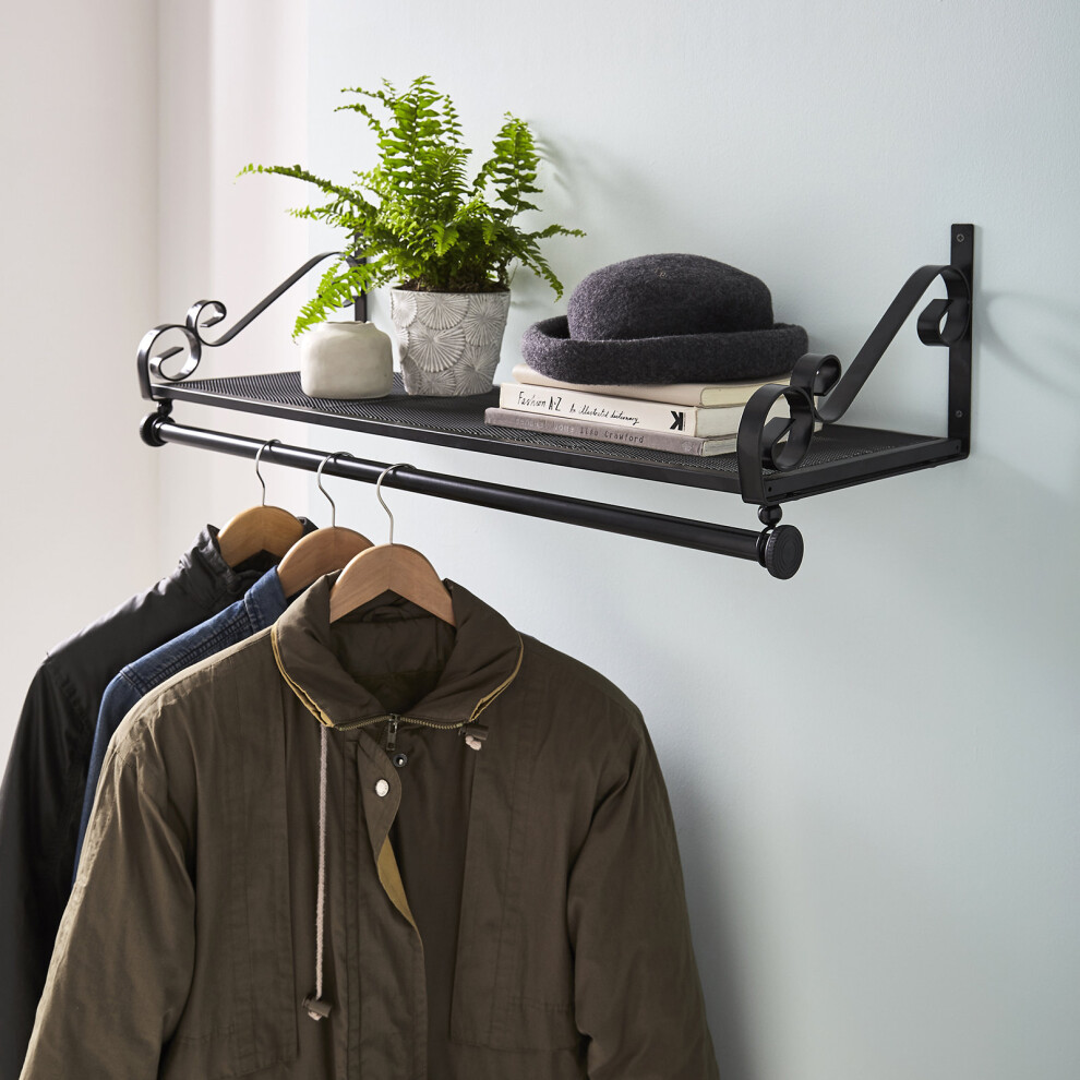 Heavy Duty Wall Mounted Clothes Rail & Shelf
