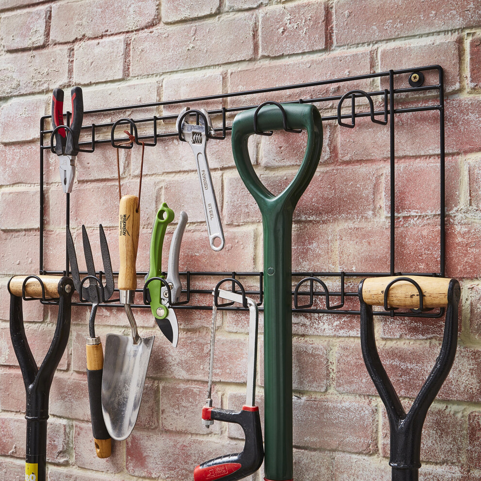 Two Tier Tool Rack 11 Hook Wall Mounted Hanger