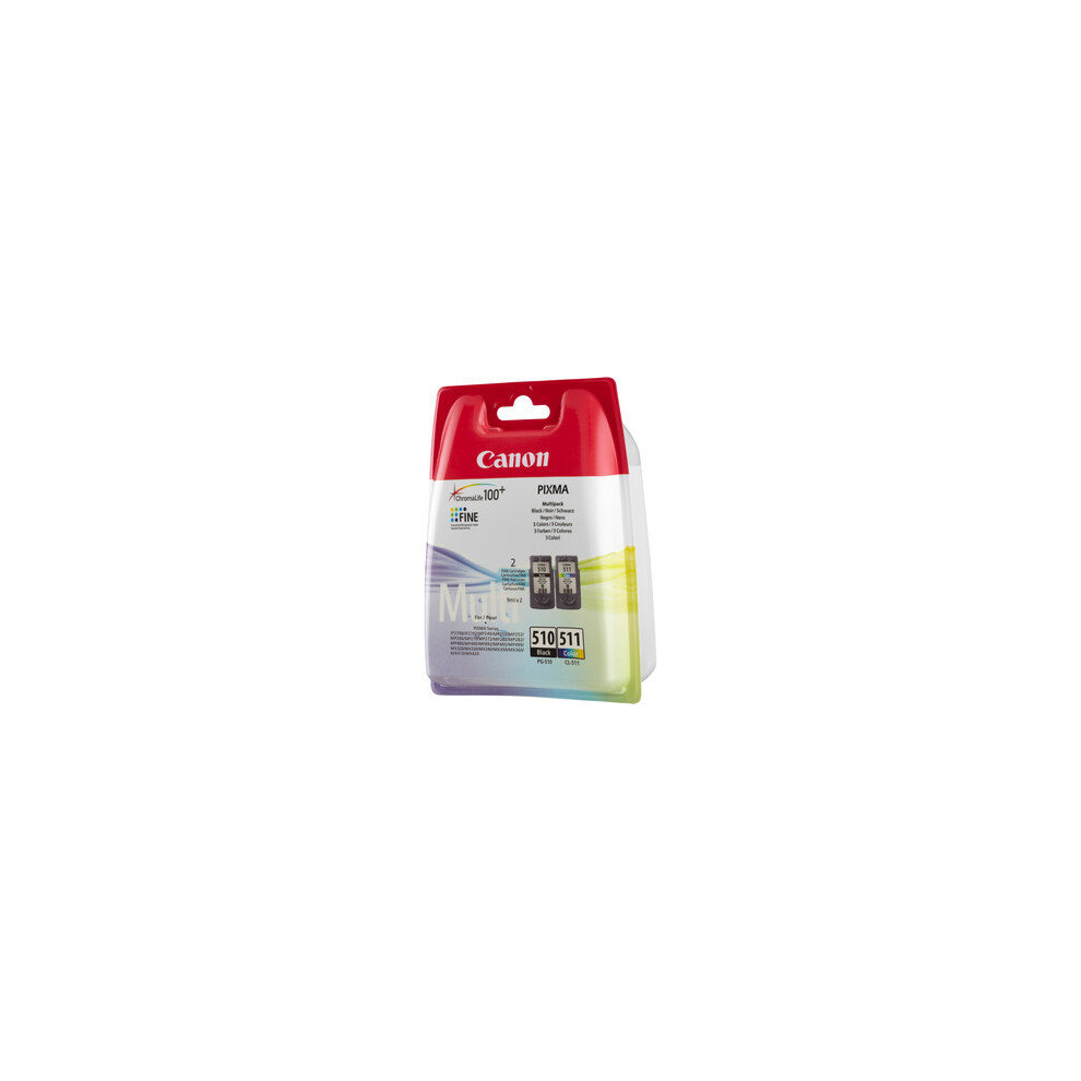 Canon Pg-510/Cl-511 Original Ink Cartridge Multi-Pack Black Cyan Magenta Ye 2970B011 Blue,Pink,Black 4960999974231