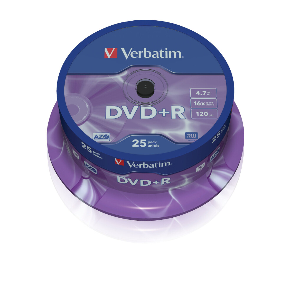Verbatim 43500 4.7GB 16x DVD+R Matt Silver - 25pk Spindle 43500