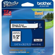 Cinta de impresión laminada Brother TZE-231 (12 mm) para impresoras de etiquetas PT-1010 / PT-1280DT