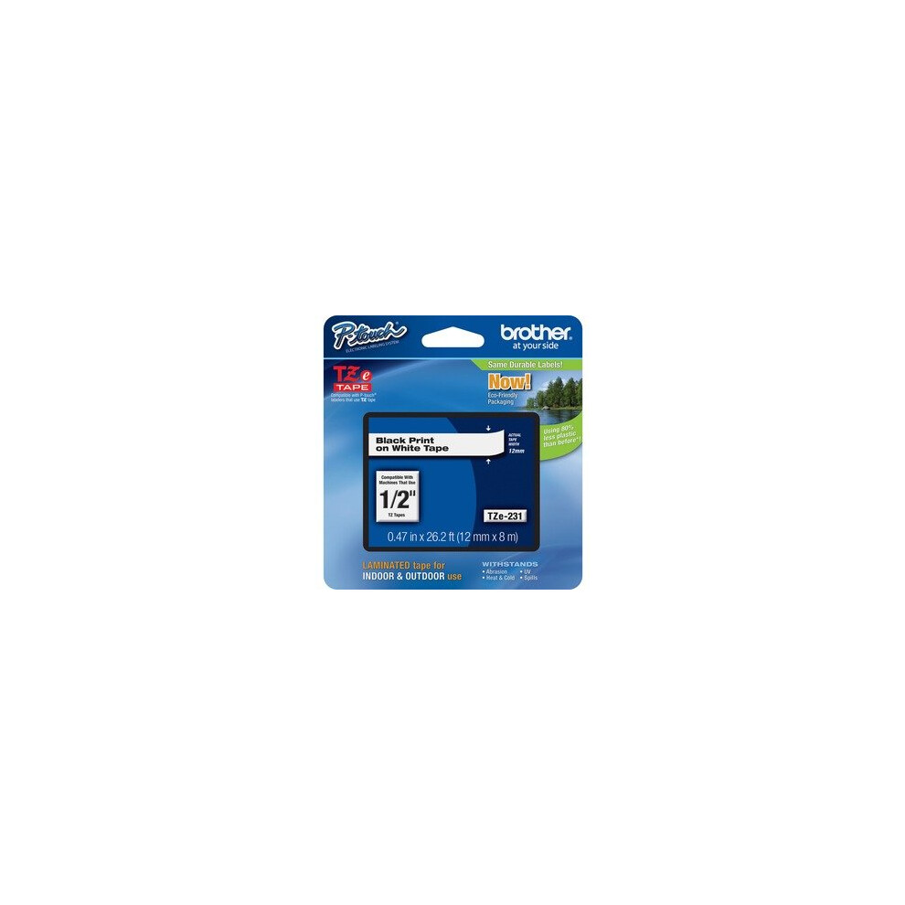 Brother P-Touch TZE231 Label Tape 12 Mm Width X 8 M Length Rectangle White TZE231