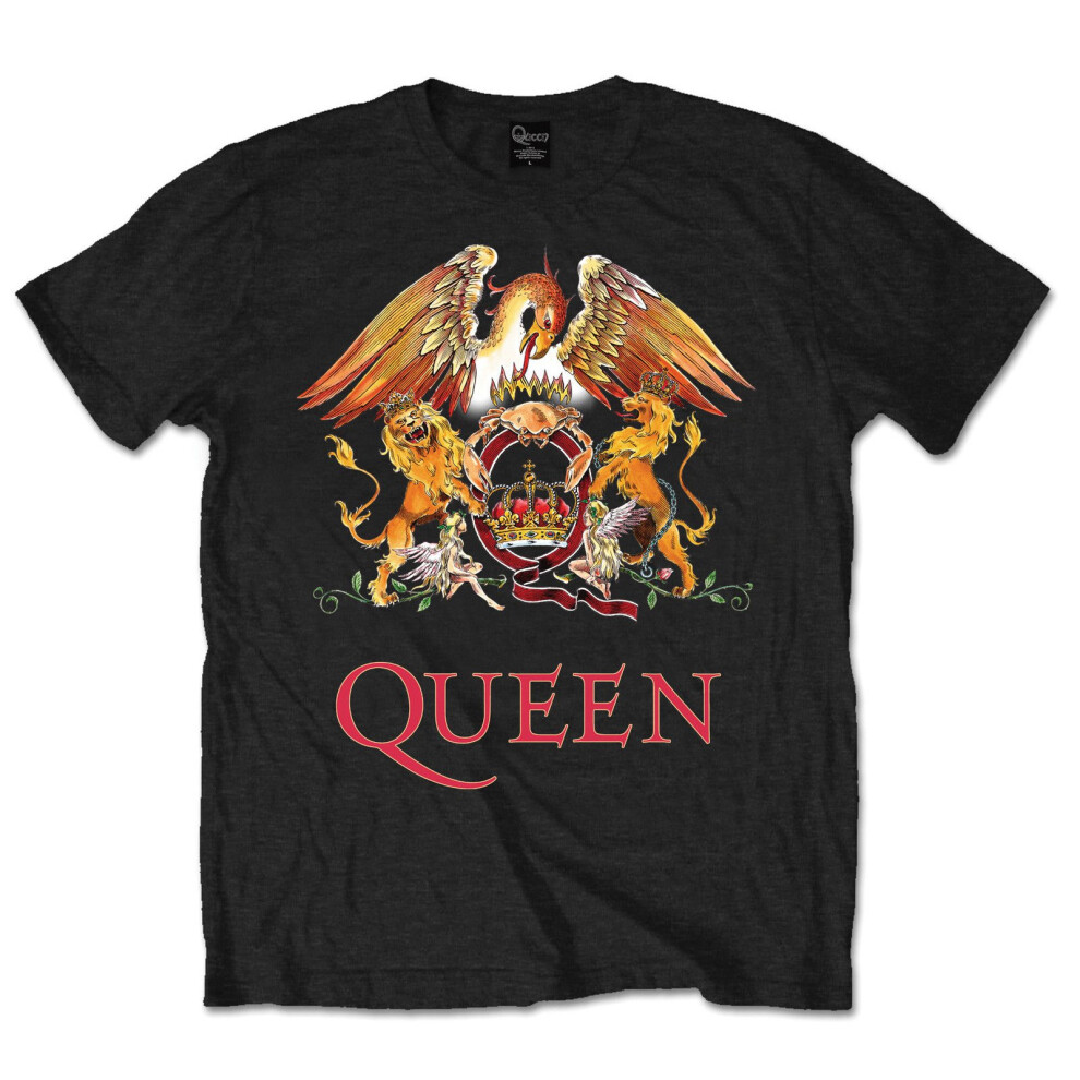 (L) Queen Crest Logo Freddie Mercury Rock Official Tee T-Shirt Mens Unisex
