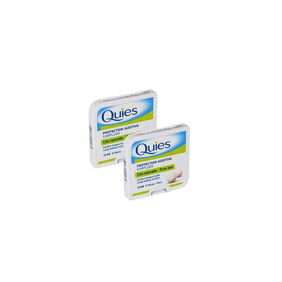 Quies Pure Natural Wax Ear Plugs Protection 8 Pairs Noise Reduction - X2 Pack