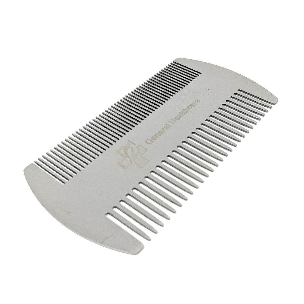 General Healthcare Metal Stainless Steel Hair Comb - Dual Action Lice Hair Beard