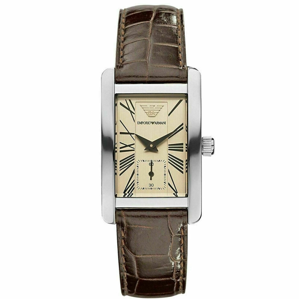 Emporio Armani Classic Brown Leather Strap Unisex Watch AR0155