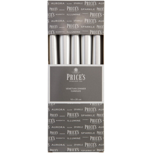 Price's Candles 10" Venetian Wrapped 1x10 Silver