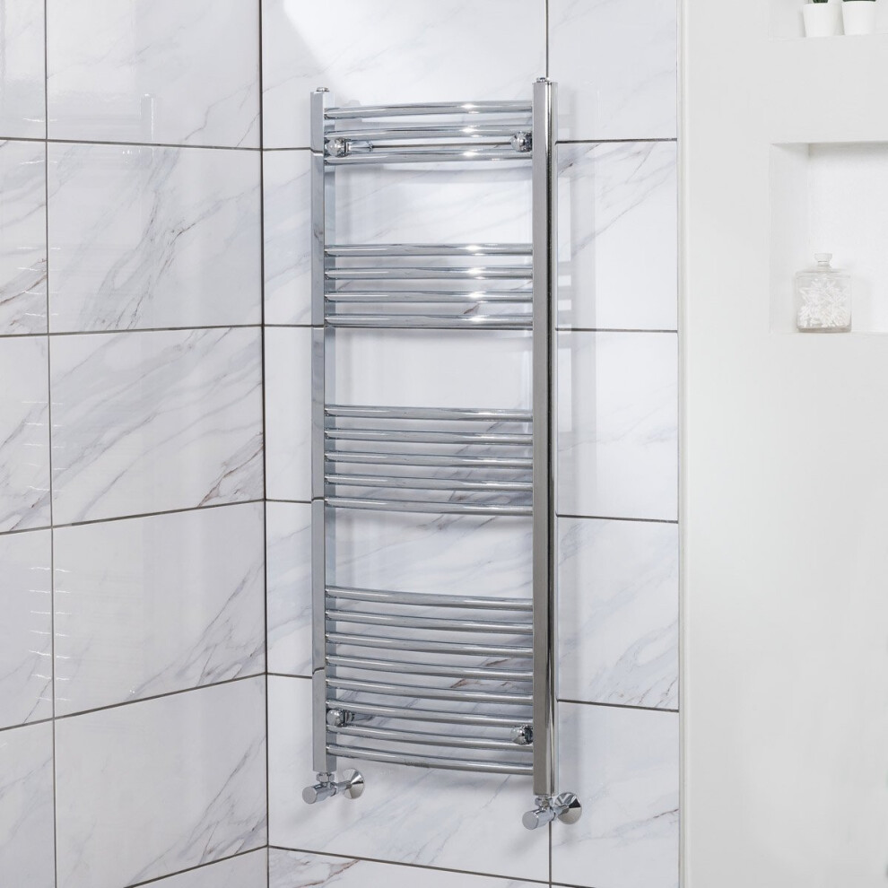 Fjord 1200 x 500mm Curved Chrome Heated Towel Rail