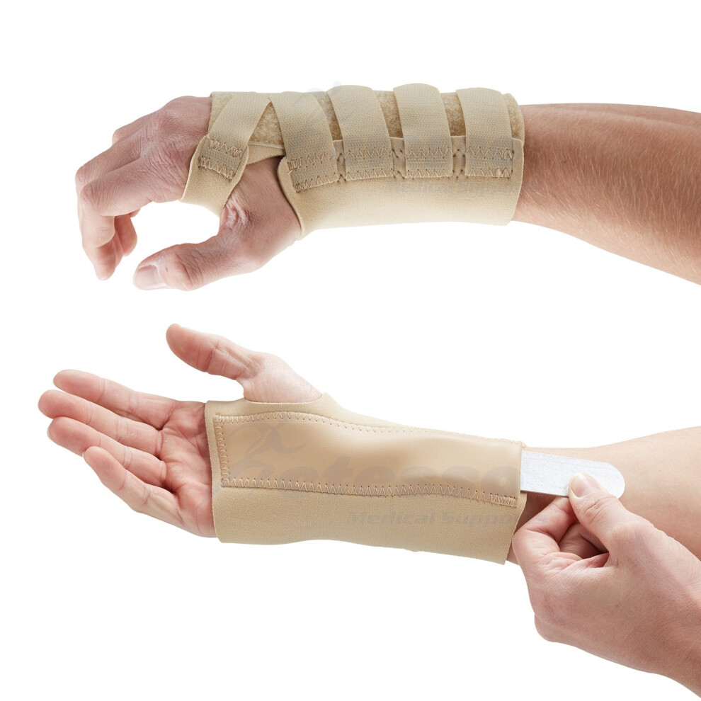 (Large, Right) Actesso Beige Wrist Support Splint - Pain Relief for Carpal Tunnel, Sprains, and Arthritis