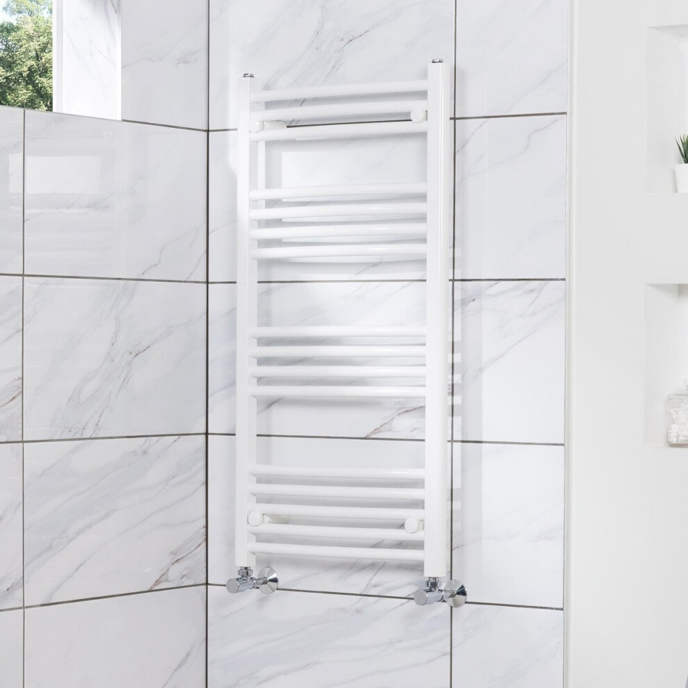 Fjord 1000 x 500mm Curved White Heated Towel Rail