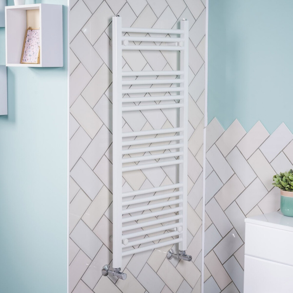 Bergen 1150 x 500mm Straight White Heated Towel Rail