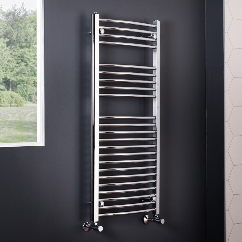 Essentials 1100 x 500mm Curved Chrome Heated Towel Rail