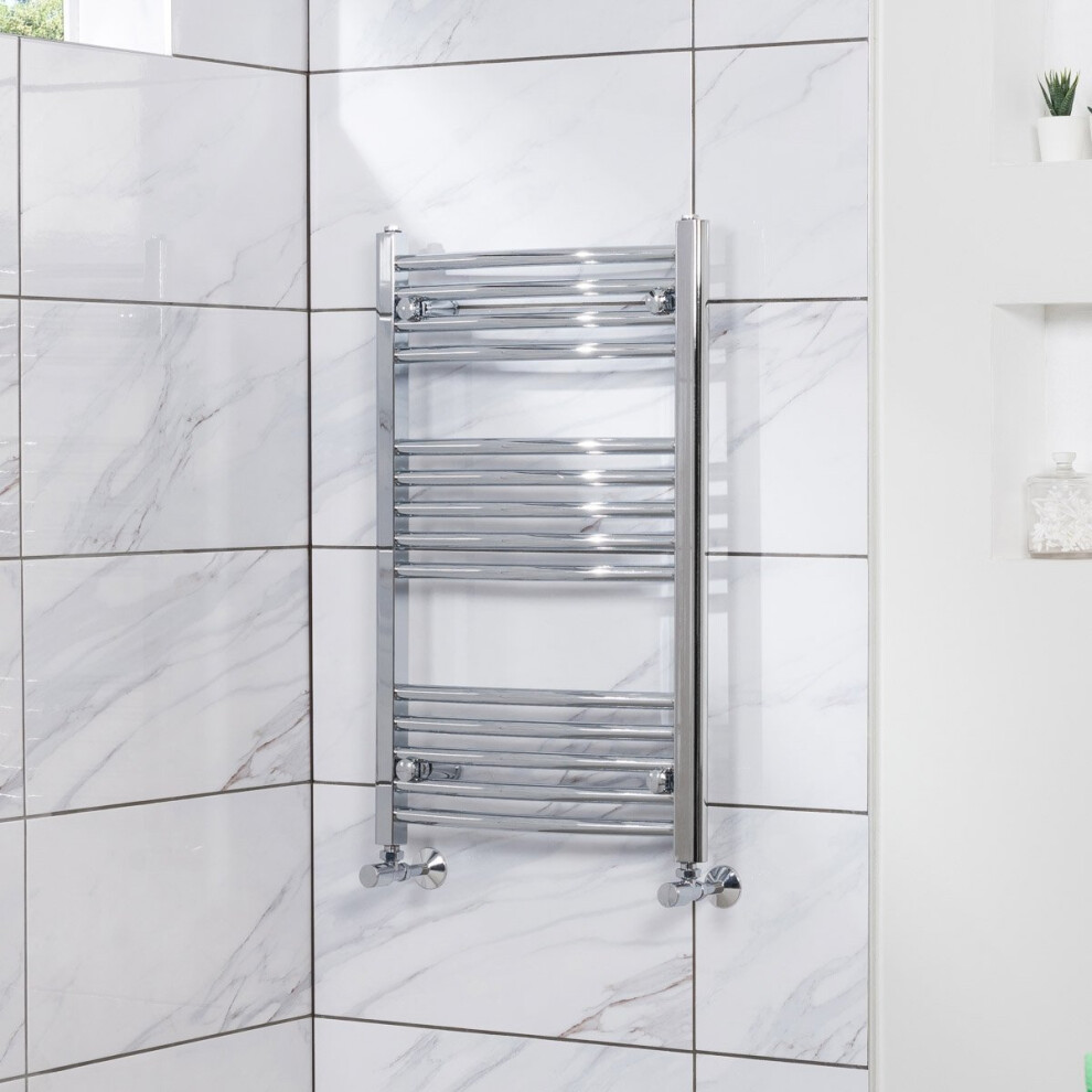 Fjord 800 x 500mm Curved Chrome Heated Towel Rail