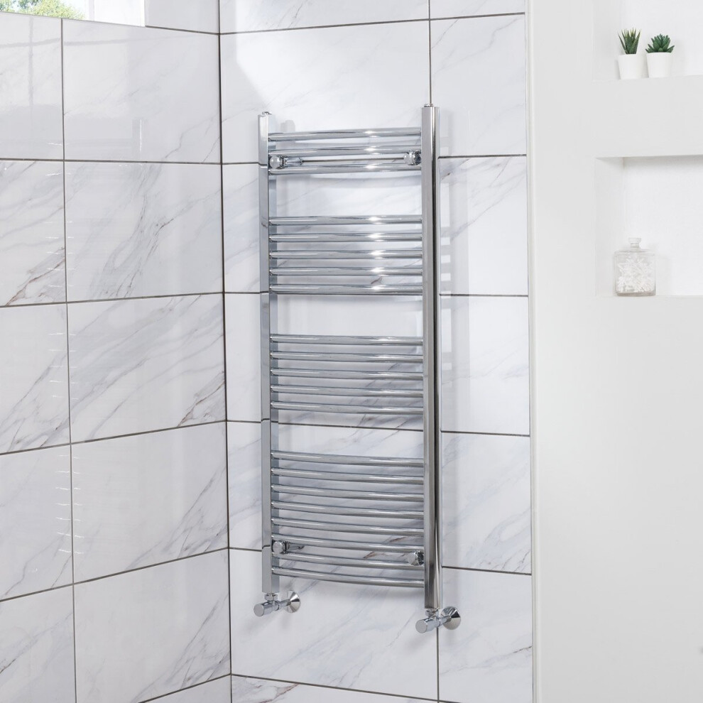 Fjord 1150 x 500mm Curved Chrome Heated Towel Rail