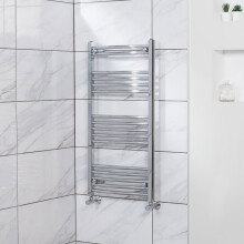 Fjord 1000 x 500mm Curved Chrome Heated Towel Rail