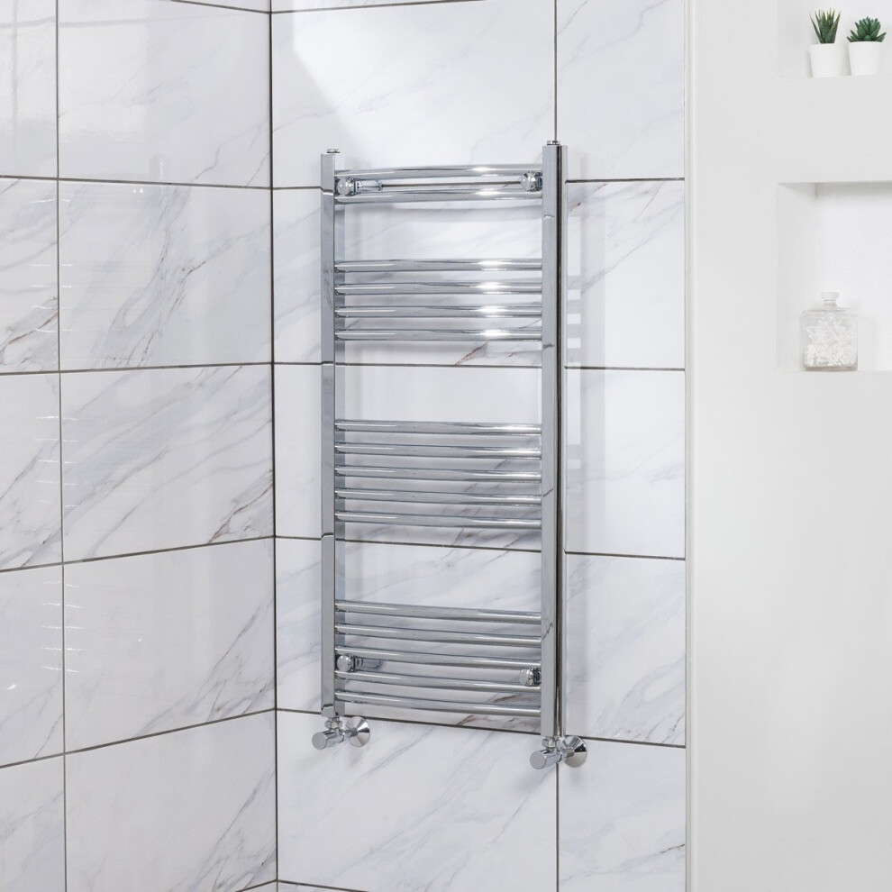 Plumbgalaxy Fjord 1000 X 500Mm Curved Chrome Heated Towel Rail