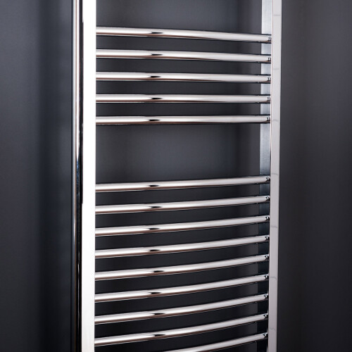 PlumbGalaxy Essentials 1100 x 500mm Curved Chrome Heated Towel Rail 2