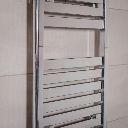 PlumbGalaxy Boden 800 x 500mm Straight Chrome Flat Panel Heated Towel Rail 2