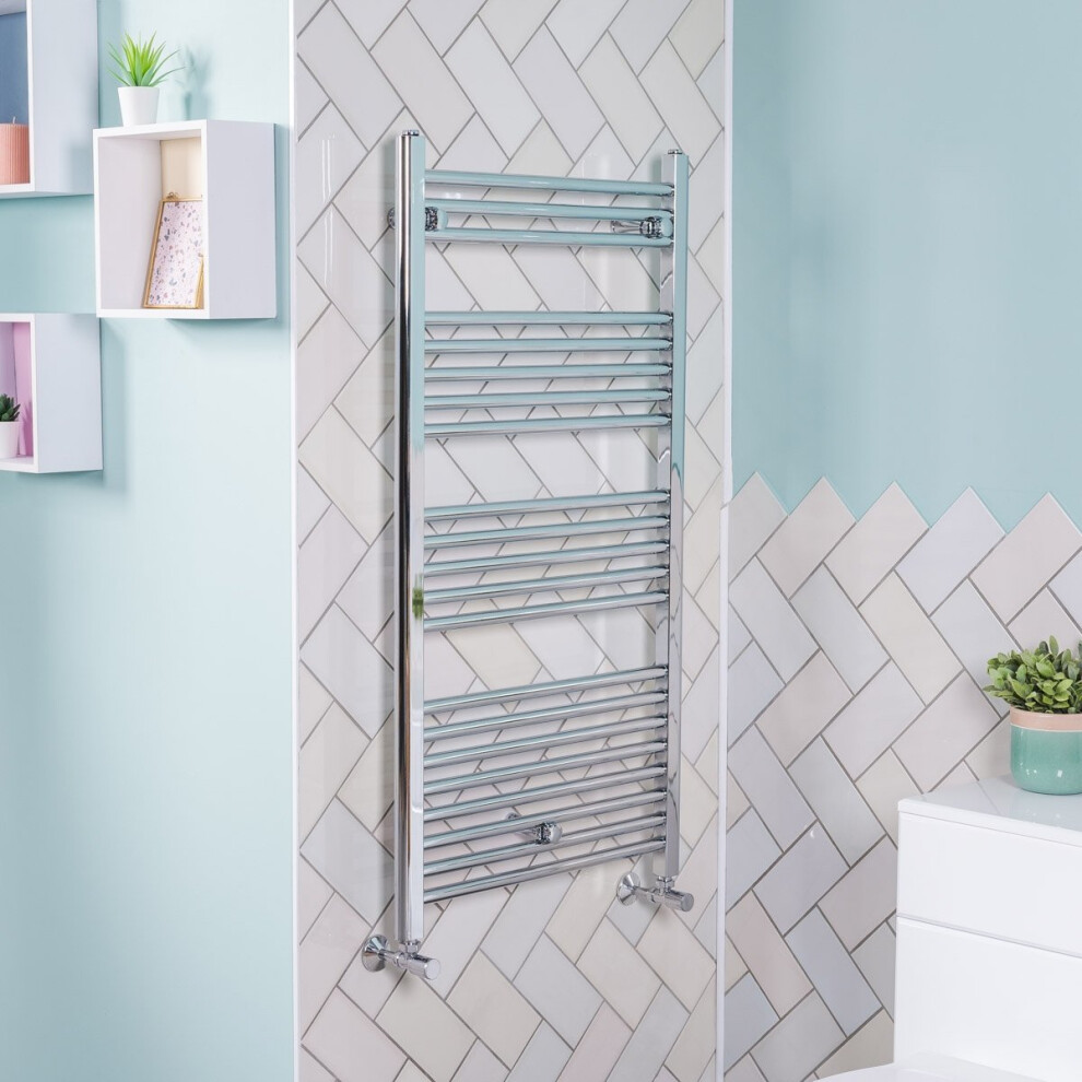 Plumbgalaxy Bergen 1150 X 600Mm Straight Chrome Heated Towel Rail