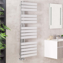 Kristiansund 1380 x 500mm Flat Chrome Designer Heated Towel Rail