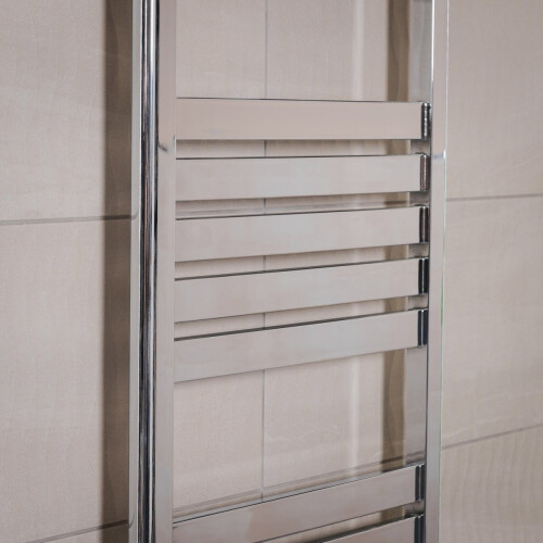 PlumbGalaxy Boden 1200 x 500mm Straight Chrome Flat Panel Heated Towel Rail 2