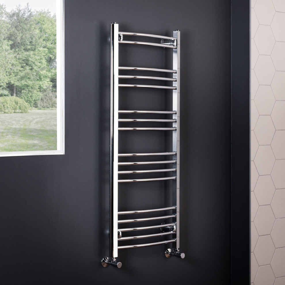 Essentials 1200 x 495mm Curved Chrome Heated Towel Rail