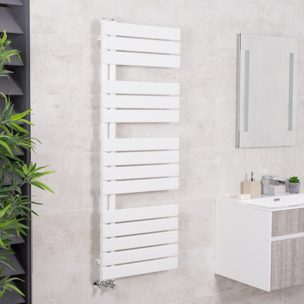 Kristiansund 1380 x 500mm Flat White Designer Heated Towel Rail