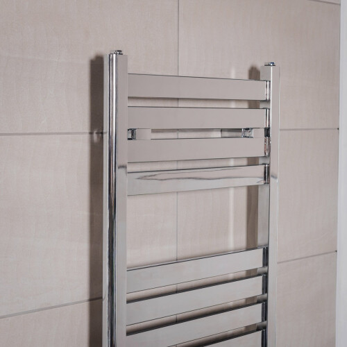 PlumbGalaxy Boden 800 x 500mm Straight Chrome Flat Panel Heated Towel Rail 1