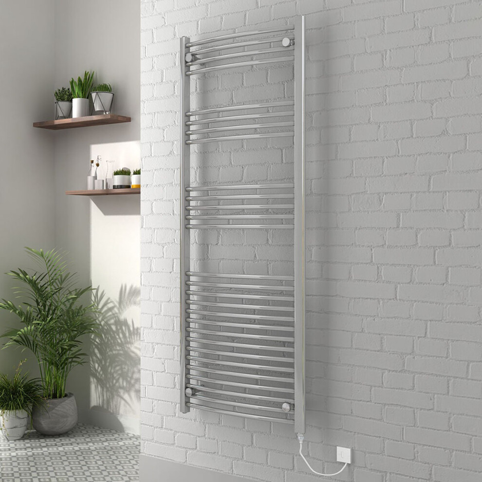 Vienna 1600 x 600mm Curved Chrome Electric Heated Towel Rail