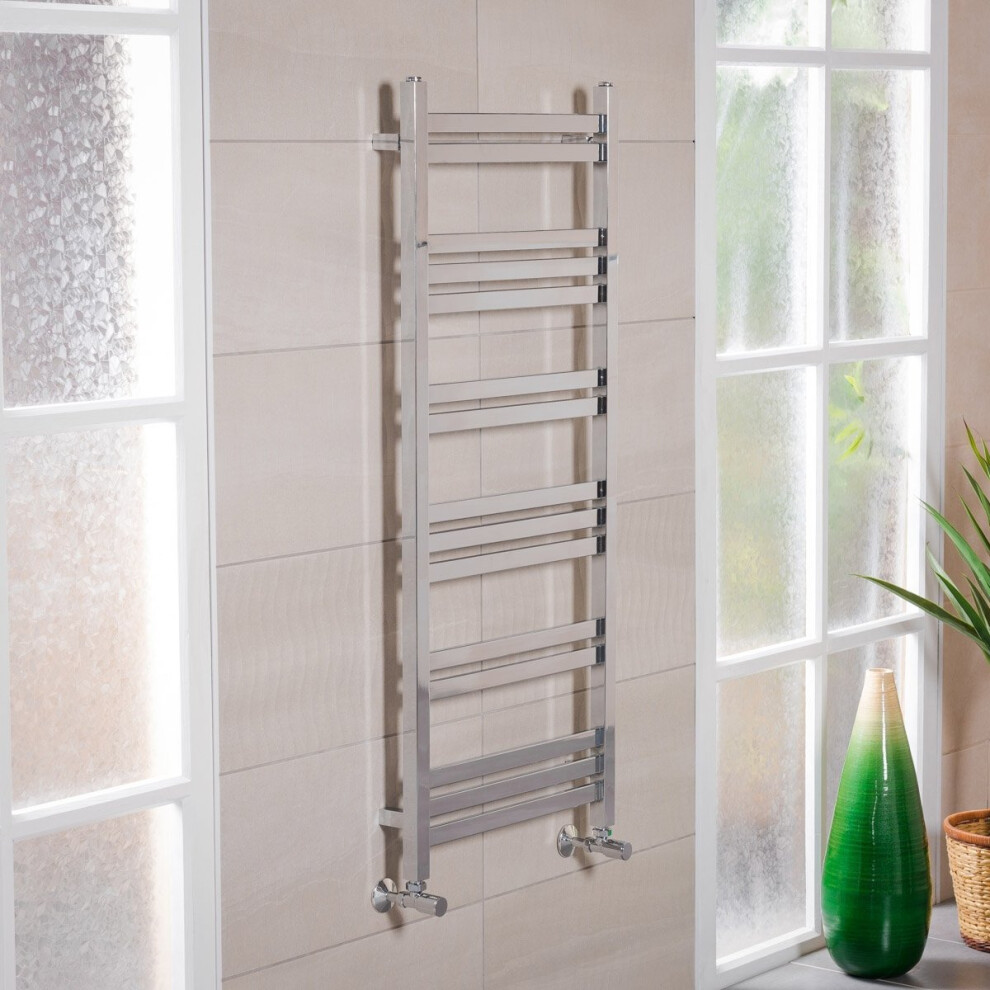 Boden 1200 X 500Mm Straight Chrome Square Ladder Heated Towel Rail 5055653256224