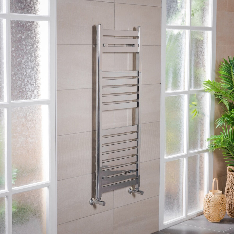 Plumbgalaxy Boden 1200 X 500Mm Straight Chrome Flat Panel Heated Towel Rail