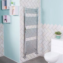 Bergen 1500 x 600mm Straight Chrome Heated Towel Rail