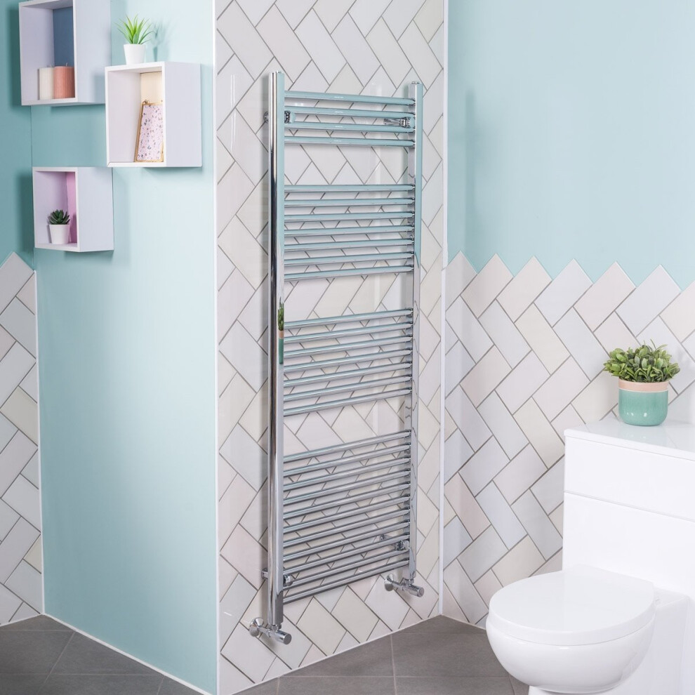 Plumbgalaxy Bergen 1500 X 600Mm Straight Chrome Heated Towel Rail