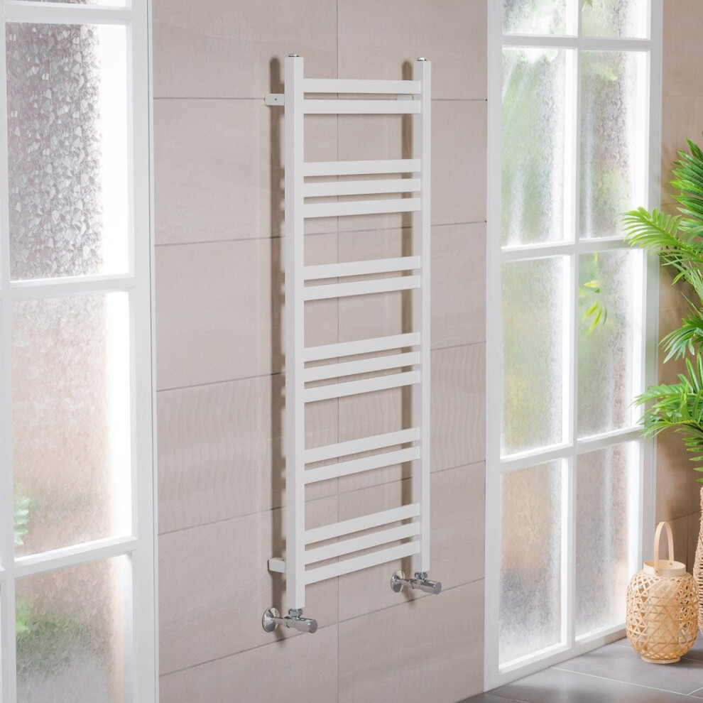 Boden 1200 X 500Mm Straight White Square Ladder Heated Towel Rail 5055653256248