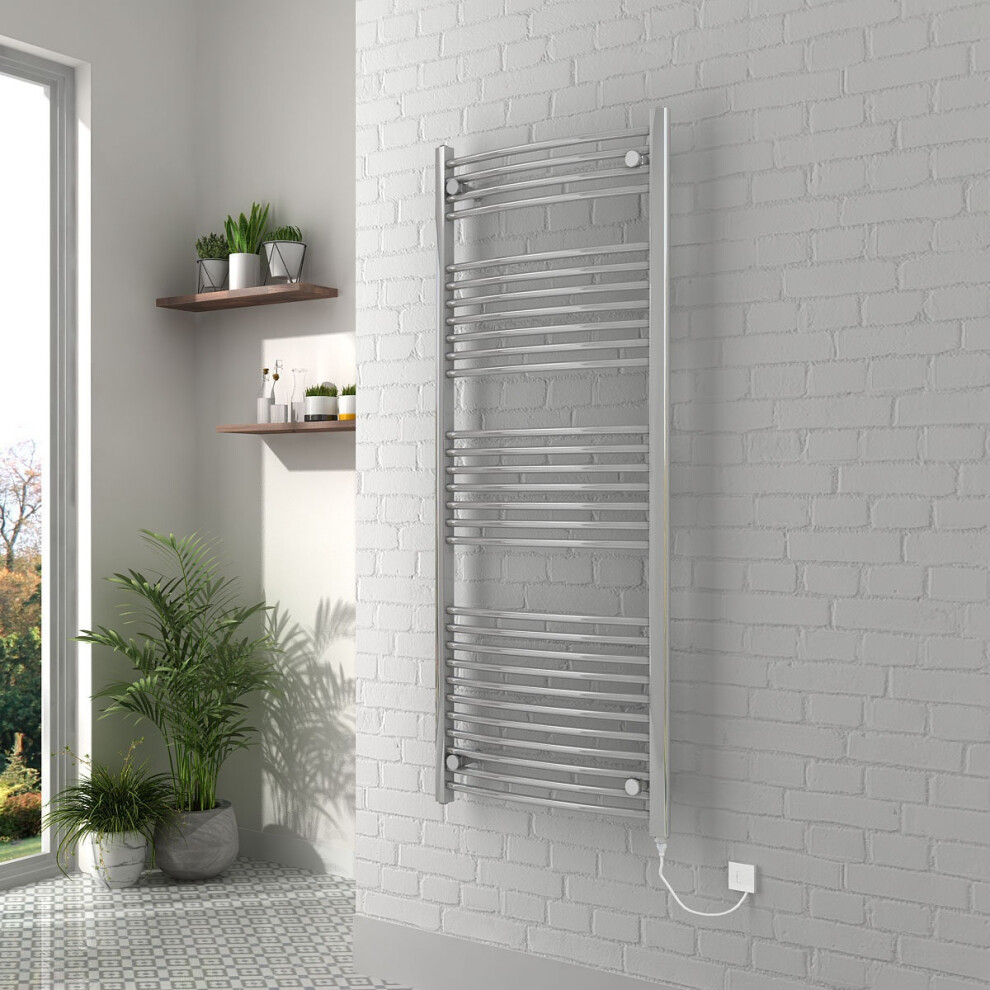 Vienna 1500 x 600mm Curved Chrome Electric Heated Towel Rail