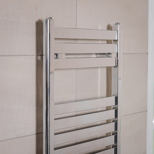 PlumbGalaxy Boden 1200 x 500mm Straight Chrome Flat Panel Heated Towel Rail 1