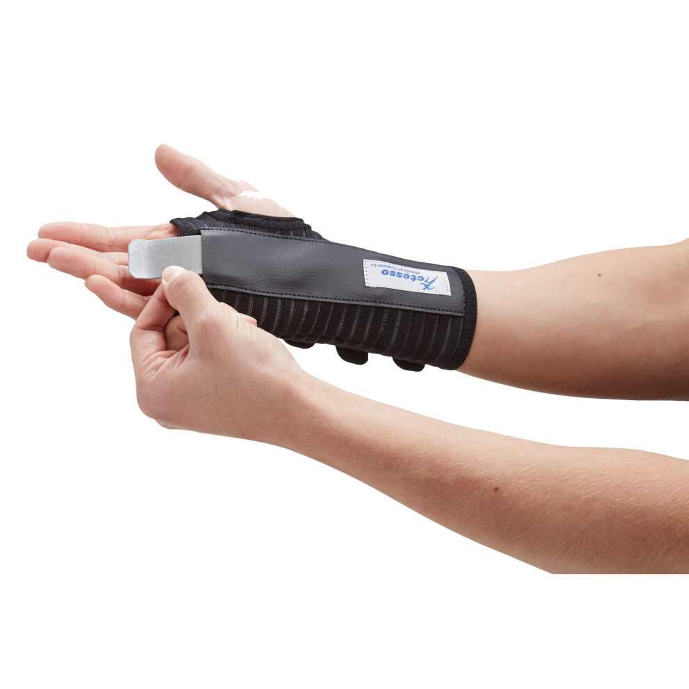 (Large Left, Black) Actesso Breathable Wrist Support Brace Splint: Ideal for Carpal Tunnel, Sprains, and Tendonitis